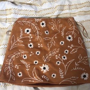 Franscesca’s suede and embroidered skirt